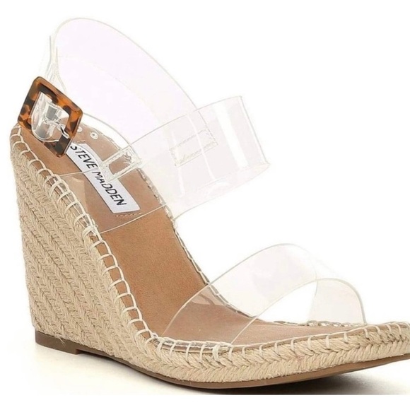 Steve Madden Cream Tan Wedge Sandals - Picture 1 of 5